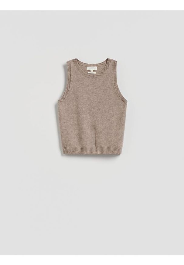 Reserved - Wełniana kamizelka - brązowy. Kolor: brązowy. Materiał: wełna