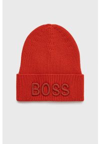 BOSS - Boss Czapka kolor czerwony z domieszką wełny. Kolor: czerwony. Materiał: wełna #1