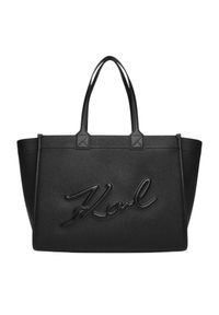 Karl Lagerfeld - KARL LAGERFELD Czarna shopperka Skuare Tote. Kolor: czarny. Styl: casual, elegancki #7