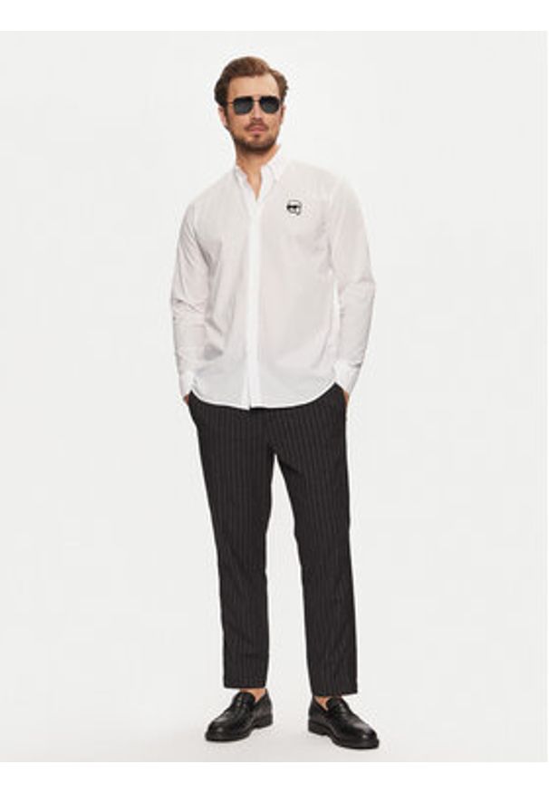 Karl Lagerfeld - KARL LAGERFELD Koszula 605911 551671 Biały Regular Fit. Typ kołnierza: dekolt w karo. Kolor: biały. Materiał: bawełna
