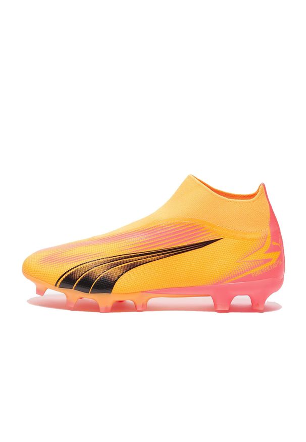 Puma - Buty piłkarskie PUMA Ultra Match+ LL Fg/Ag sunset glow/pumasun stream. Zapięcie: bez zapięcia. Kolor: pomarańczowy. Materiał: materiał, syntetyk. Szerokość cholewki: normalna. Sport: piłka nożna