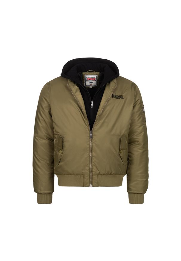 Kurtka puchowa Lonsdale Ballindean. Typ kołnierza: kaptur. Kolor: czarny, zielony, wielokolorowy. Materiał: puch. Sport: turystyka piesza