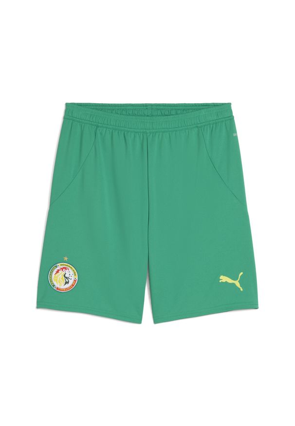 Puma - Męskie szorty Senegal 2025 PUMA Sport Green Electric Lime. Kolor: zielony. Wzór: aplikacja. Sport: piłka nożna
