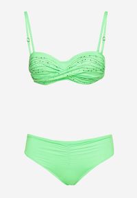 Born2be - Jasnozielone Bikini Stanik z Cekinami Majtki Typu Figi Vikinies. Kolor: zielony