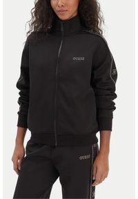 Guess - GUESS Czarna rozpinana bluza damska z lamapsami i cyrkoniami Octavia, Rozmiar M. Okazja: na co dzień. Kolor: czarny. Styl: elegancki, casual, sportowy #1