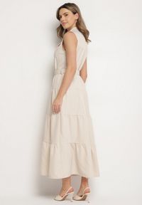 Born2be - Beżowa Koszulowa Sukienka Ozdobiona Paskiem Mavorelle. Okazja: na co dzień. Kolor: beżowy. Wzór: aplikacja. Typ sukienki: koszulowe. Styl: elegancki, casual #6