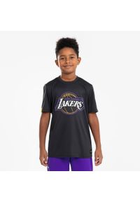 TARMAK - Koszulka do gry w koszykówkę dla dzieci Tarmak NBA Lakers TS 900. Kolor: wielokolorowy, czarny. Materiał: materiał, poliester. Sport: koszykówka