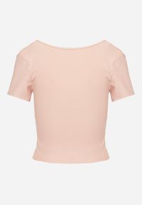 Born2be - Różowy Prążkowany Top Bluzka z Kwadratowym Dekoltem Vimareine. Typ kołnierza: dekolt kwadratowy. Kolor: różowy. Materiał: prążkowany #3
