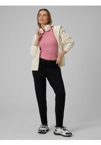 4f - 4F Spodnie dresowe damskie - czarne S. Stan: podwyższony. Kolor: czarny. Materiał: dresówka. Sport: fitness, turystyka piesza #1