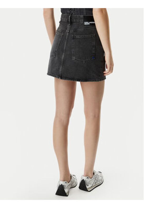 Karl Lagerfeld Jeans Spódnica jeansowa B2W12021 Czarny Regular Fit. Kolor: czarny. Materiał: bawełna
