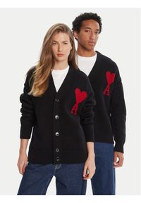 AMI PARIS - AMI Paris Kardigan BFUKC006.018 Czarny Regular Fit. Kolor: czarny. Materiał: wełna #1
