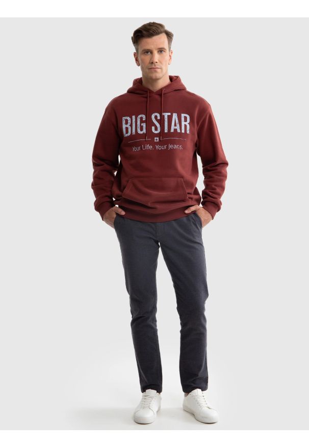 Big-Star - Bluza męska z kapturem z logo BIG STAR bordowa Ashlyno 604. Okazja: na co dzień, na spacer. Typ kołnierza: kaptur. Kolor: czerwony. Materiał: materiał. Styl: casual, klasyczny