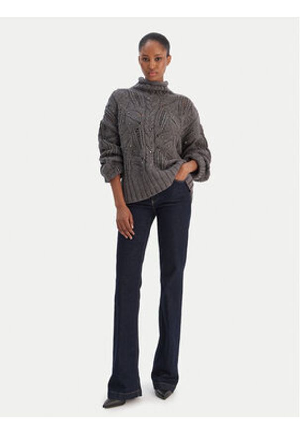 Liu Jo Golf MF5451 MA37R Szary Regular Fit. Typ kołnierza: golf. Kolor: szary. Materiał: wełna