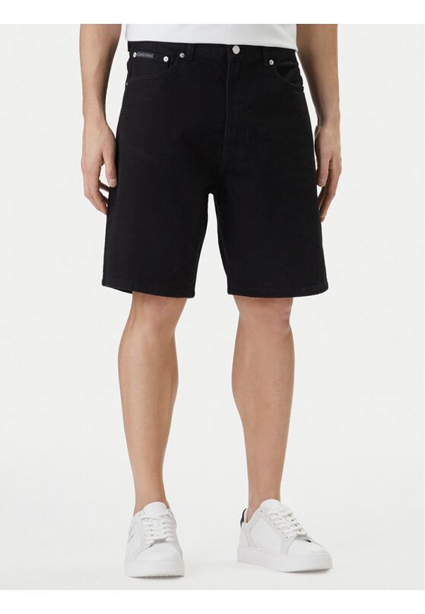 Calvin Klein Jeans Szorty jeansowe 90's LV04RF794G Czarny Slim Fit. Kolor: czarny. Materiał: bawełna