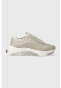Calvin Klein sneakersy 2 PIECE SOLE RUNNER LACE UP kolor beżowy HW0HW01640. Nosek buta: okrągły. Zapięcie: sznurówki. Kolor: beżowy. Materiał: poliester, guma. Obcas: na platformie #1