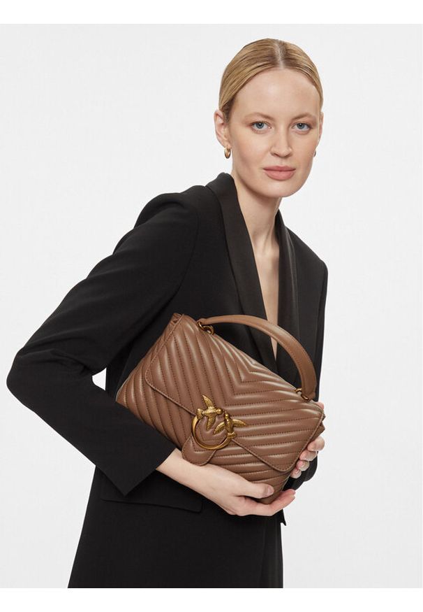 Pinko Torebka Love Lady Puff Classic Cl Brązowy. Kolor: brązowy. Materiał: skórzane
