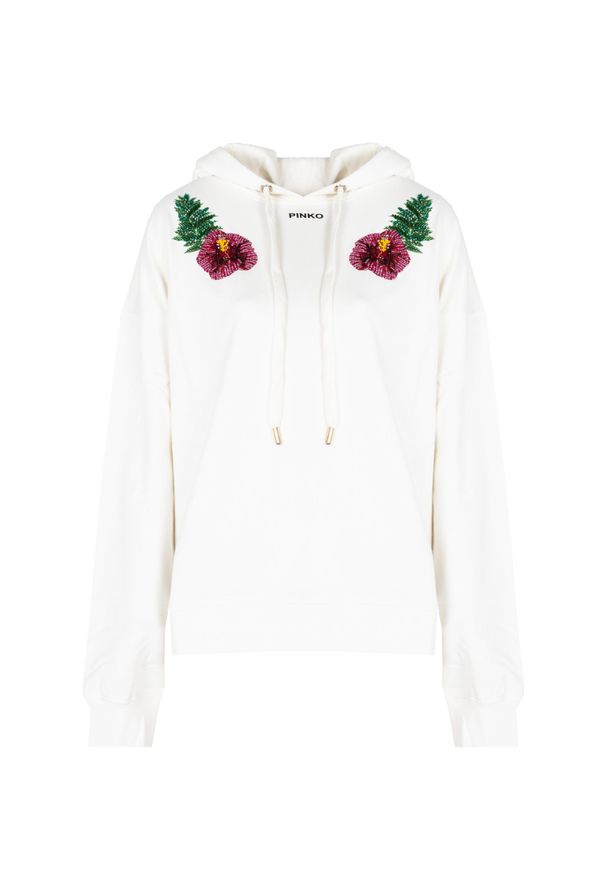 Pinko Bluza "Mutato" | 101213 A0VG | Kobieta | Biały. Okazja: na spacer, na co dzień. Typ kołnierza: kaptur. Kolor: biały. Materiał: bawełna. Wzór: jednolity, napisy. Styl: elegancki, casual, sportowy