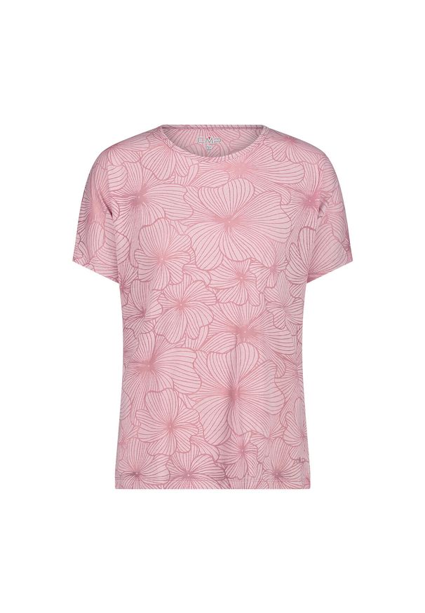 Damska koszulka w kwiaty CMP. Kolor: różowy. Wzór: kwiaty