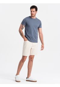 Ombre Clothing - T-shirt męski klasyczny bawełniany BASIC - ciemnoniebieski V18 OM-TSBS-0146 - XXL. Kolor: niebieski. Materiał: bawełna. Styl: klasyczny #3