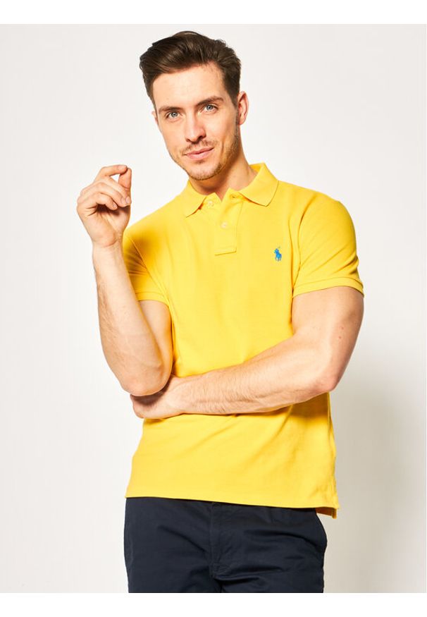 Polo Ralph Lauren Polo Core Replen 710795080 Żółty Slim Fit. Typ kołnierza: polo. Kolor: żółty. Materiał: bawełna