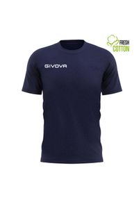 T-shirt Givova Bawełniany Granatowy - Oddychający i Komfortowy. Kolor: niebieski. Materiał: bawełna. Sport: piłka nożna