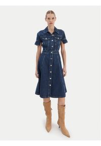 Karl Lagerfeld - KARL LAGERFELD Sukienka jeansowa B1W13037 Niebieski Regular Fit. Typ kołnierza: dekolt w karo. Kolor: niebieski. Materiał: bawełna #1