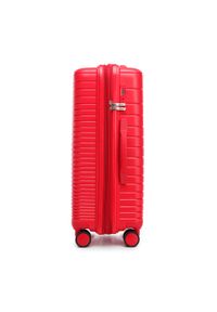 Wittchen - Zestaw walizek z polipropylenu z błyszczącymi paskami. Kolor: czerwony. Wzór: aplikacja, paski. Styl: elegancki