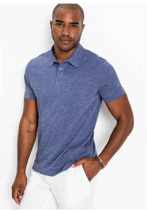 bonprix - Shirt polo, krótki rękaw. Typ kołnierza: polo. Kolor: niebieski. Długość rękawa: krótki rękaw. Długość: krótkie