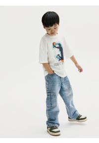 Reserved - Bawełniany t-shirt z nadrukiem - złamana biel. Materiał: bawełna. Wzór: nadruk #1