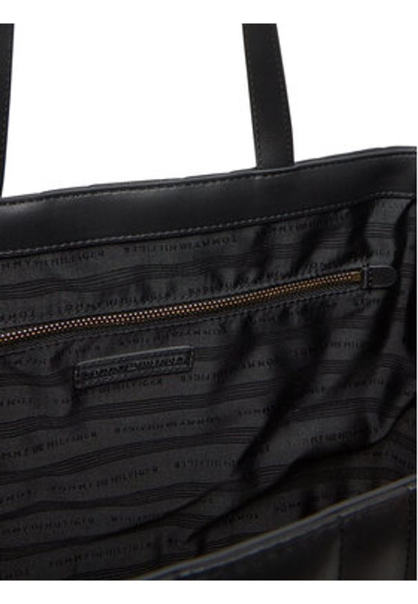 TOMMY HILFIGER - Tommy Hilfiger Torebka Th Feminine Tote AW0AW17452 Czarny. Kolor: czarny. Materiał: skórzane