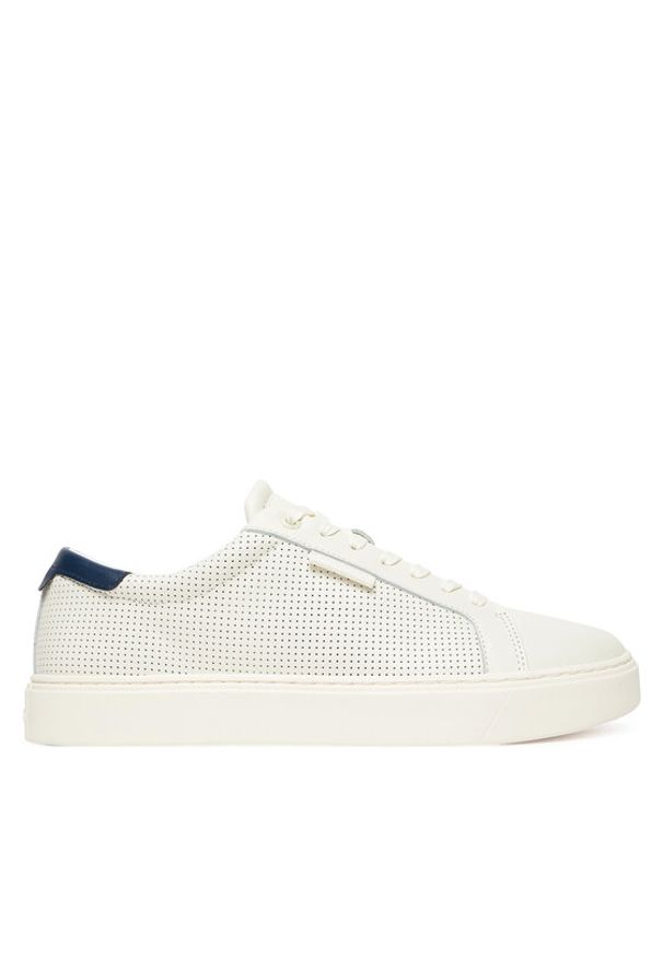 Calvin Klein Sneakersy Clean Cup Low Laceup Perf Lth HM0HM01870 Biały. Kolor: biały. Materiał: skóra