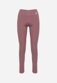 Born2be - Fioletowe Legginsy z Wysokim Stanem i Gumką w Pasie Bloelia. Stan: podwyższony. Kolor: fioletowy. Wzór: gładki