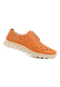 Wasak - WASAK Półbuty damskie sneakersy skórzane 0692W pomarańczowe. Okazja: na co dzień, na spacer. Kolor: pomarańczowy. Materiał: skóra. Styl: casual, elegancki #7