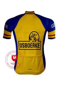 Camisola de ciclismo Retro IJsboerke Warncke - REDTED. Kolor: żółty, wielokolorowy, czarny, czerwony. Materiał: poliester