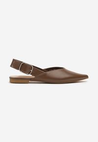 Renee - Brązowe Sandały Vices Slingback z Paskiem ze Sprzączką Nirarine. Okazja: na spacer. Nosek buta: szpiczasty. Zapięcie: pasek. Kolor: brązowy. Wzór: koronka. Materiał: koronka. Obcas: na obcasie. Styl: elegancki. Wysokość obcasa: średni #3