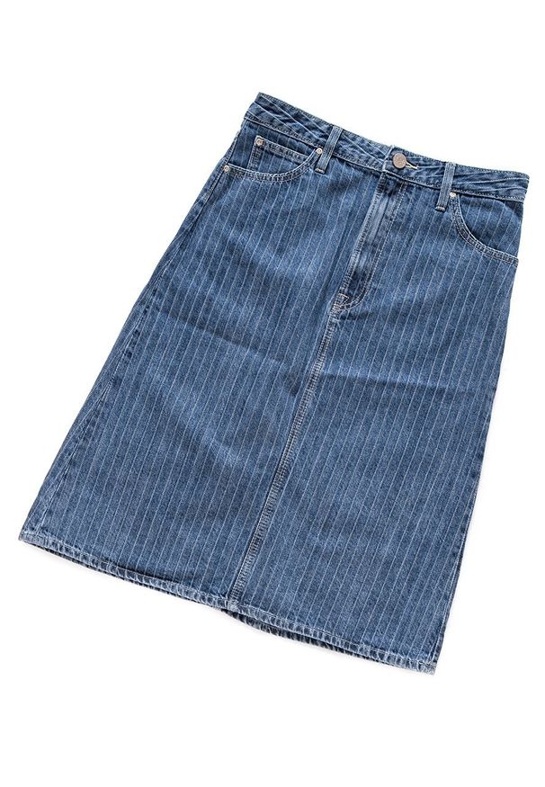 Lee - SPÓDNICA JEANSOWA LEE LONG WORKER SKIRT L38CEJLZ 112108139. Materiał: jeans. Wzór: paski