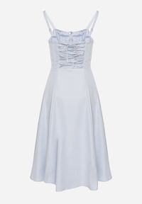 Born2be - Niebieska Rozkloszowana Gorsetowa Sukienka Vices Ozdobiona Wiązaniem Ralethea. Typ kołnierza: dekolt gorset. Kolor: niebieski. Długość rękawa: na ramiączkach. Wzór: aplikacja. Typ sukienki: gorsetowe. Styl: elegancki #7