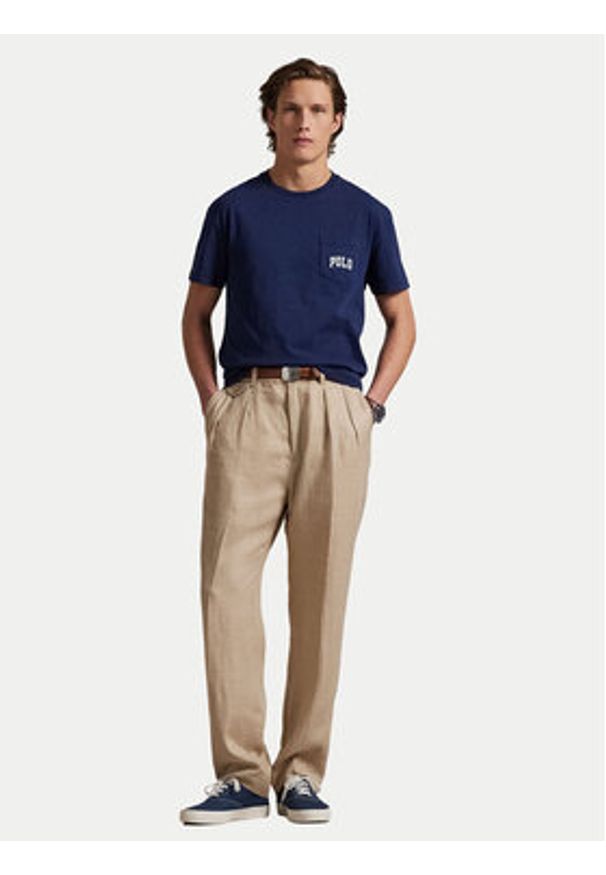 Polo Ralph Lauren T-Shirt 710974585001 Granatowy Custom Slim Fit. Typ kołnierza: polo. Kolor: niebieski. Materiał: bawełna