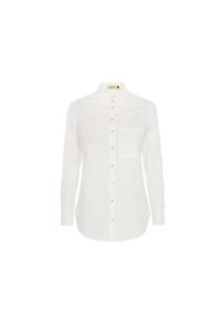 Ochnik - Biała luźna koszula damska. Kolor: biały. Materiał: bawełna