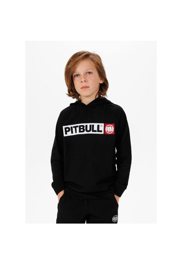 PITBULL - Longsleeve dziecięcy Pitbull z kapturem Hilltop. Typ kołnierza: kaptur. Kolor: czarny. Długość rękawa: długi rękaw