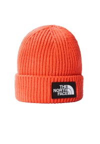 Czapka The North Face Logo Box Beanie 0A3FJXLV31 - pomarańczowa. Kolor: pomarańczowy. Materiał: akryl. Wzór: aplikacja. Styl: klasyczny #1