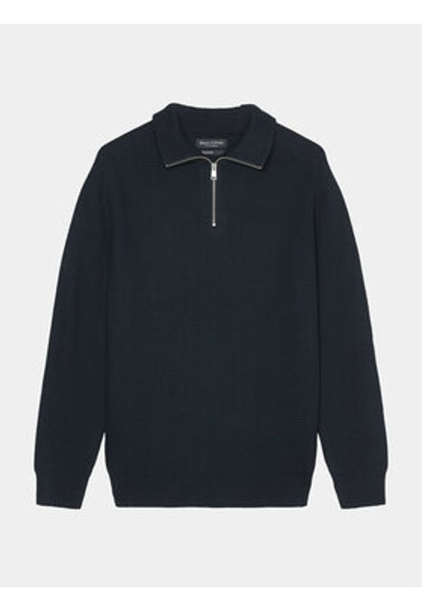 Marc O'Polo Sweter M29 5022 60392 Granatowy Regular Fit. Typ kołnierza: polo. Kolor: niebieski. Materiał: bawełna