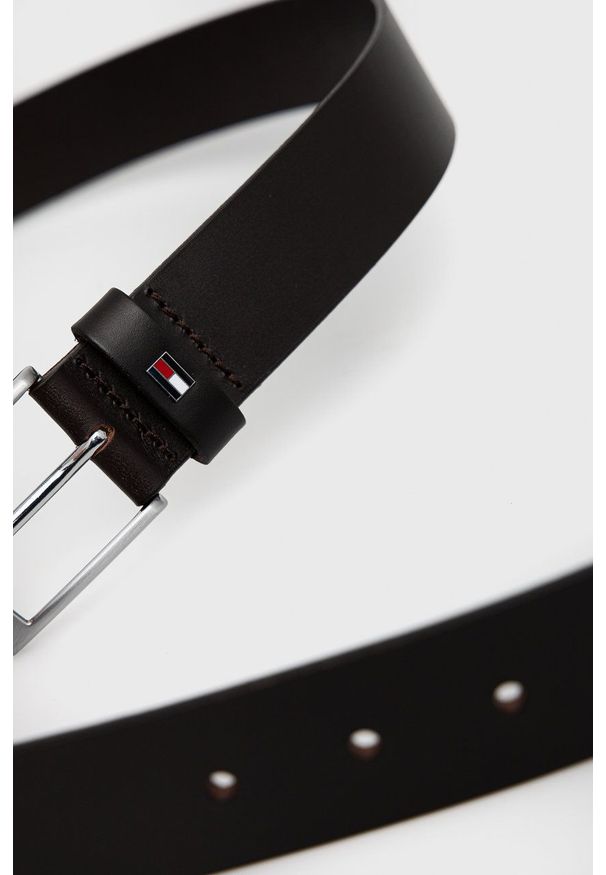 TOMMY HILFIGER - Tommy Hilfiger Pasek skórzany męski kolor brązowy. Kolor: brązowy. Materiał: skóra