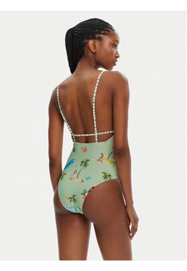 Seafolly Strój kąpielowy Isla Palm 11071-216 Zielony. Kolor: zielony. Materiał: syntetyk
