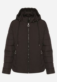 Born2be - Czarna Przejściowa Kurtka z Pikowanymi Przeszyciami i Odpinanym Kapturem Olunea. Okazja: na co dzień, na spacer. Kolor: czarny. Materiał: poliester, jeans. Styl: casual, elegancki #2