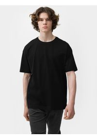 4f - T-shirt oversize gładki męski. Kolor: czarny. Materiał: bawełna. Wzór: gładki