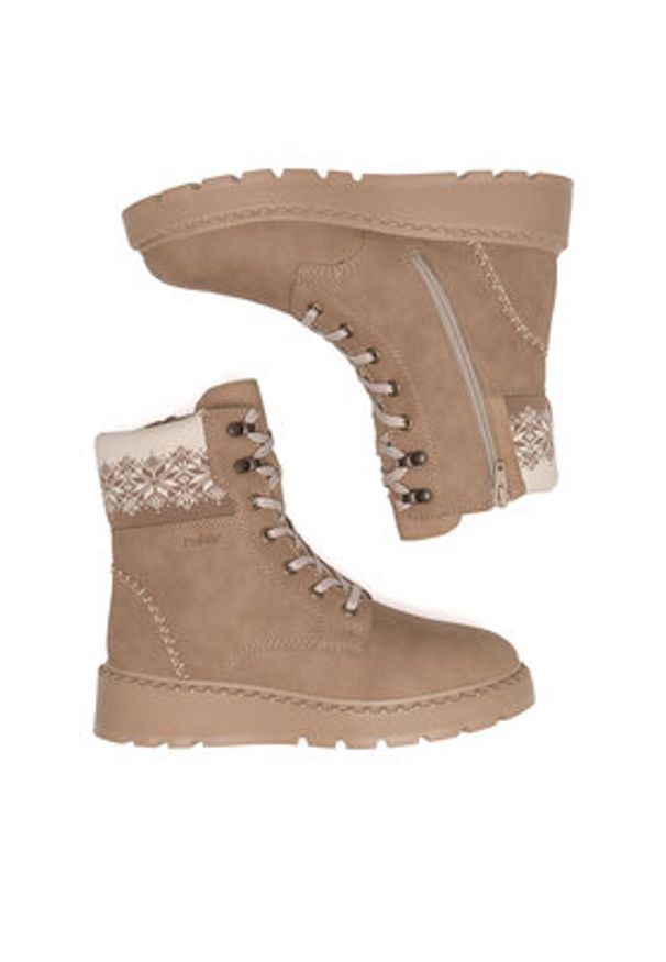 Rieker Trzewiki 70403-20 Beżowy. Kolor: beżowy. Materiał: skóra, syntetyk