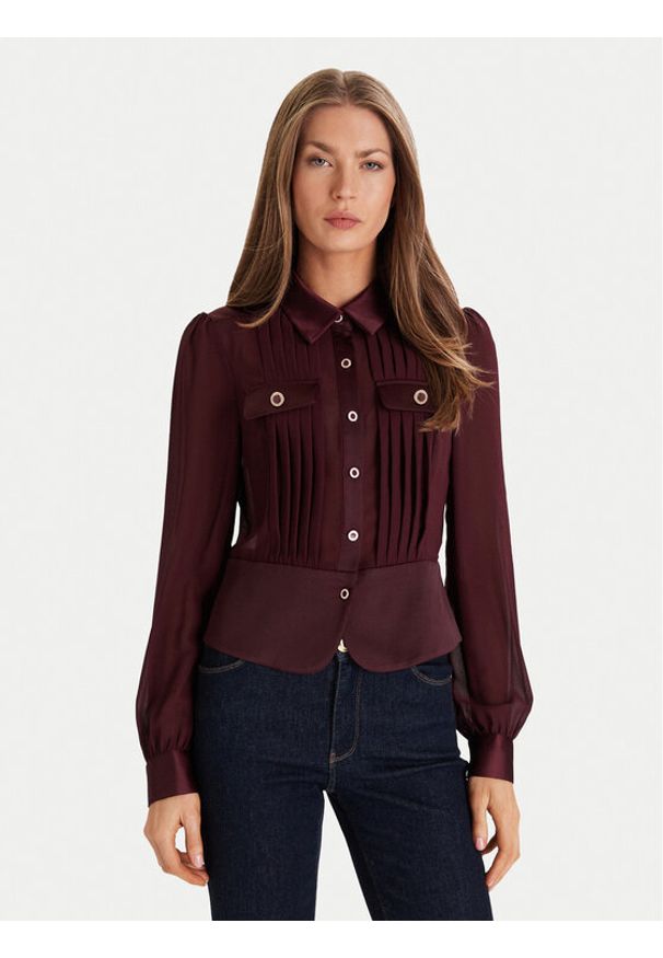 Morgan Koszula 232-CLOCLO Bordowy Regular Fit. Kolor: czerwony. Materiał: syntetyk