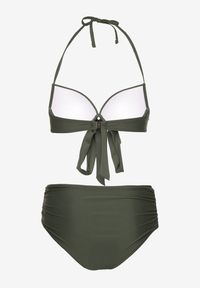Renee - Zielone Bikini Wiązany Biustonosz i Majtki Typu Figi Fevarelia. Stan: podwyższony. Kolor: zielony. Wzór: haft #6