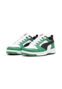 Puma - Dziecięce sneakersy Rebound V6 Lo PUMA White Black Archive Green. Kolor: czarny, zielony, biały, wielokolorowy. Sport: bieganie